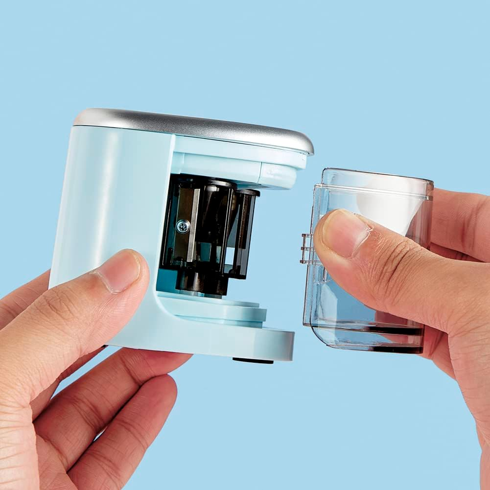 Two-Hole Electric Pencil Sharpener, Steel Blade, Battery-Powered Pencil Sharpener for Size 2 and 6-12Mm Pencils, Suitable for Home Office, School, Classroom (Pink) image number 4