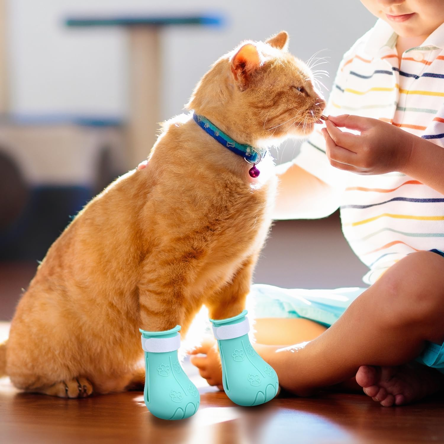 Silicone Cat Anti-Scratch Shoes, 4Pcs Anti-Scratch Silicone Cat Shoes Boots,Anti Scratch Silicone Cat Feet Cover,Silicone Cat Foot Cover Cat Feet Protective Cover,Anti-Scratch Silicone Cat Shoes Boot image number 6