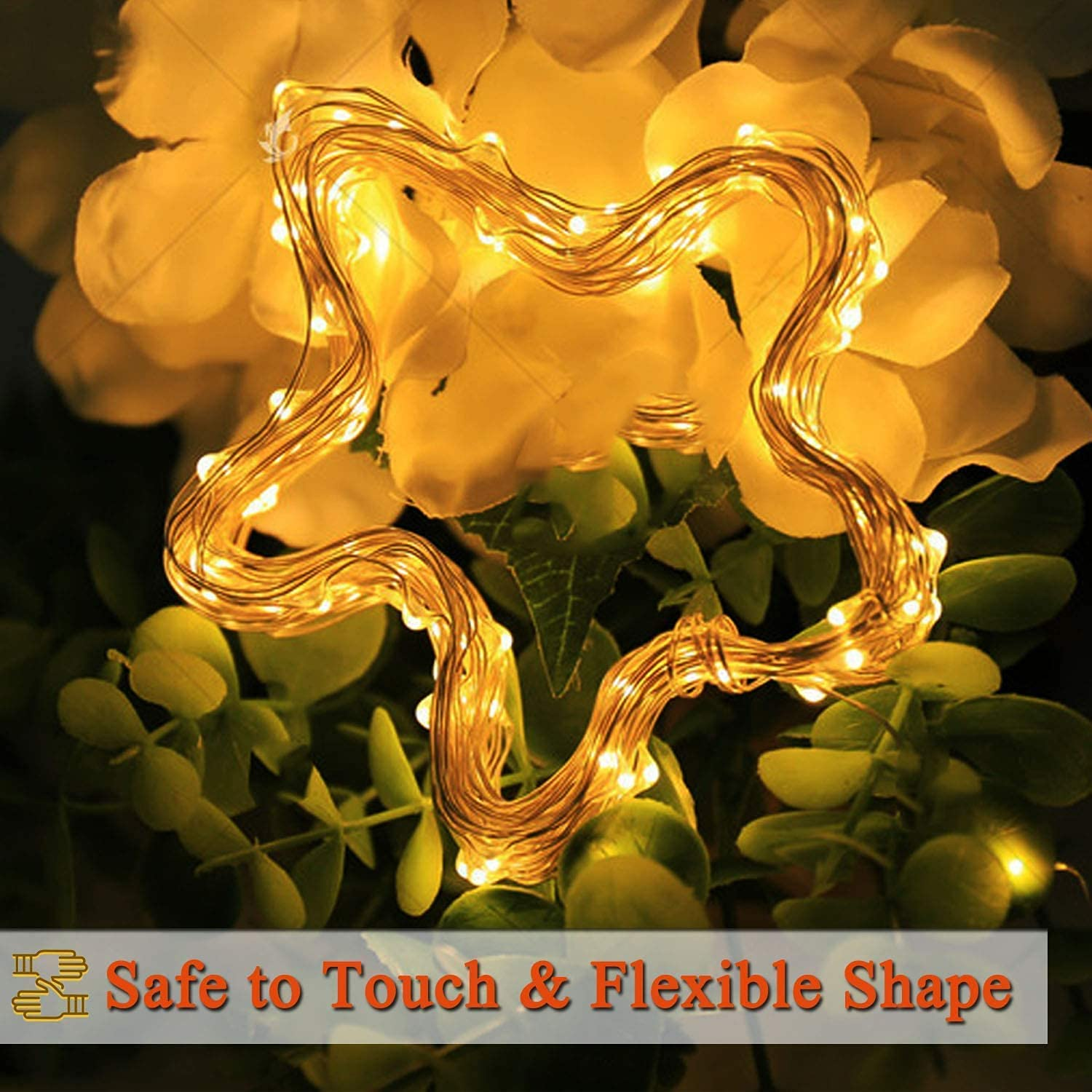 [2 Pack] QOCNAM Led String Lights, 10M 100LED String Fairy Lights USB Powered Copper Wire Lights with Remote Timer,8 Mode Waterproof for Christmas Bedroom Party Garden Wedding Decorative (Warm White) - Multi Color image number 3