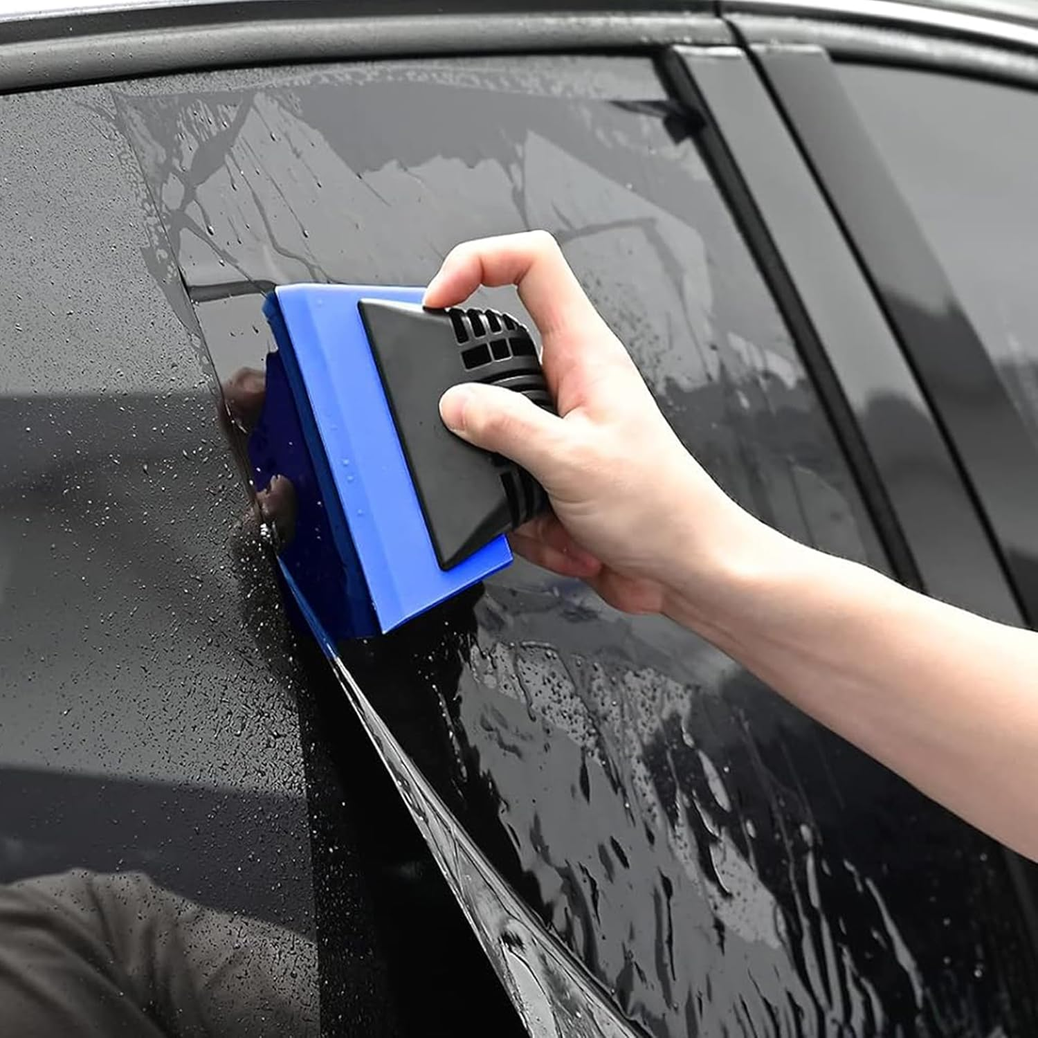 Blue Small Squeegee Window Tint Squeegee, Non-Slip Handle Rubber PPF Squeegee, Squeegee for Window Cleaning, Shower Glass Door, Car Window Squeegee for Windshield, Water Wipe Squeegee for Vinyl image number 5