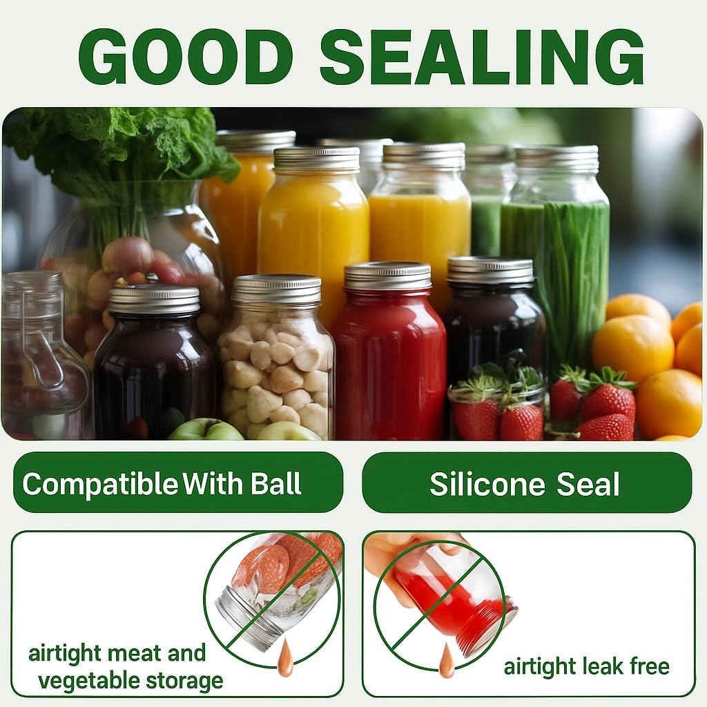 YAKESD 48Pcs/24 Sets Regular Mouth Canning Lids with Rings Fits Ball, 70Mm Regular Mouth Rustproof Screw Bands,Jars Lids with Rings/Bands Mason Jars for Canning Food Fruits image number 1