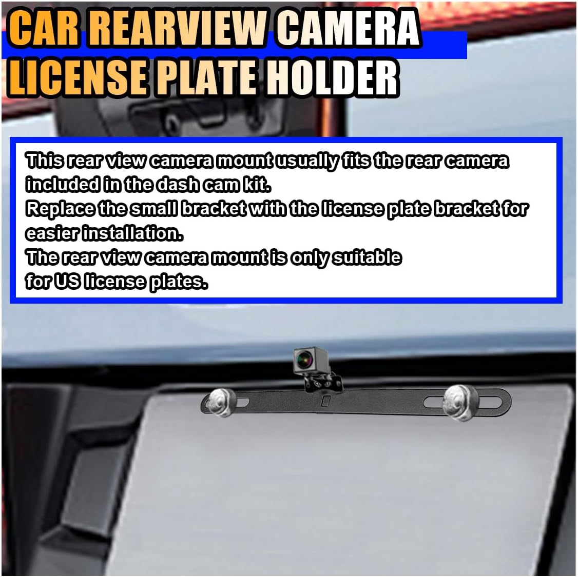 Reverse Rear Camera License Plate Bracket, Universal Dash Cam Mirror Camera Kit Accessories, Compatible with Rear Cameras, Mounting Type: Bracket Mount, Compatible Vehicle Type: Automobile image number 1