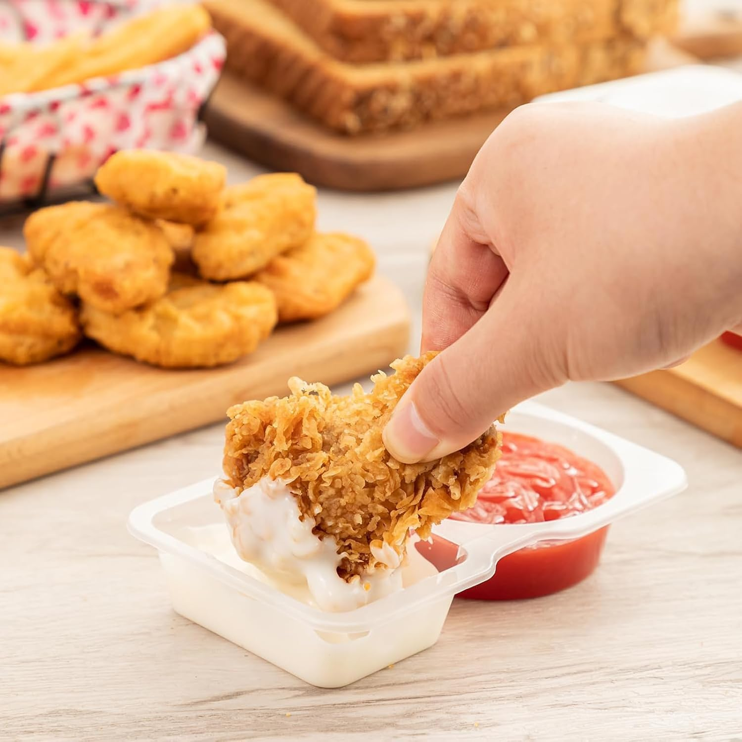 40Pcs Reusable Snack Packs,Condiment Container with Lids，Snack Pack Container,Double Compartment Transparent Salad Dressing Container,Sauce Container for To-Go Sauce, Sampling, Travel Snack image number 2