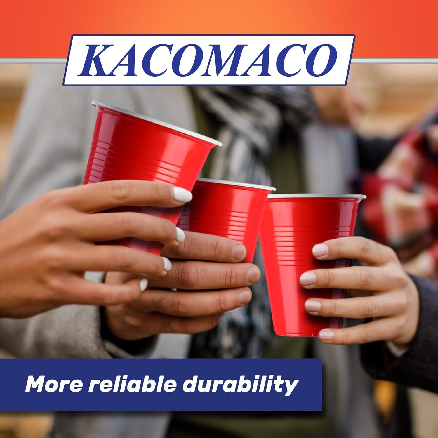 KACOMACO 50Pcs Party Cup Set, Recyclable Plastic Pong Cups 12 Oz, Repeatable Cups for New Year, Christmas, Camping, Wedding Parties, Weddings, Events or DIY Projects (Red) image number 5