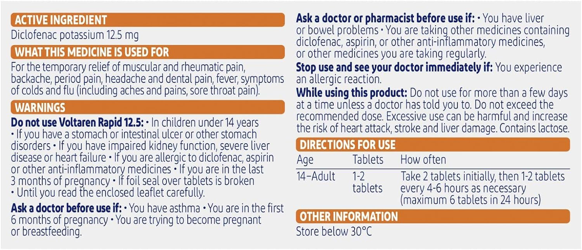 Voltaren Rapid 12.5Mg Tablets 10