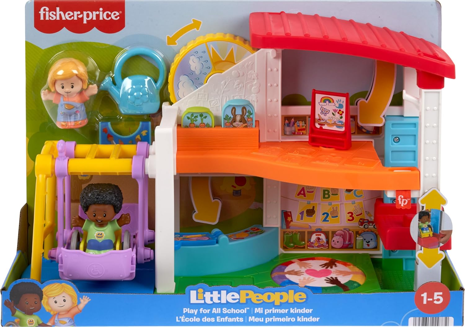 Fisher-Price Little People Toddler Playset Play for All School with 2 Figures & 2 Accessories for Preschool Pretend Play Ages 1+ Years image number 1