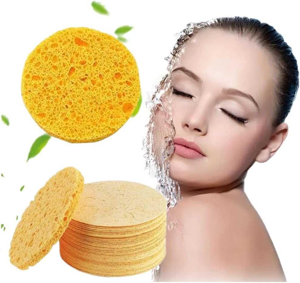 50PCS Cleansing Pads for Face Compressed Sponges Turmeric Cleanser Pads for Skin Cleansing and Exfoliating,B image number 3