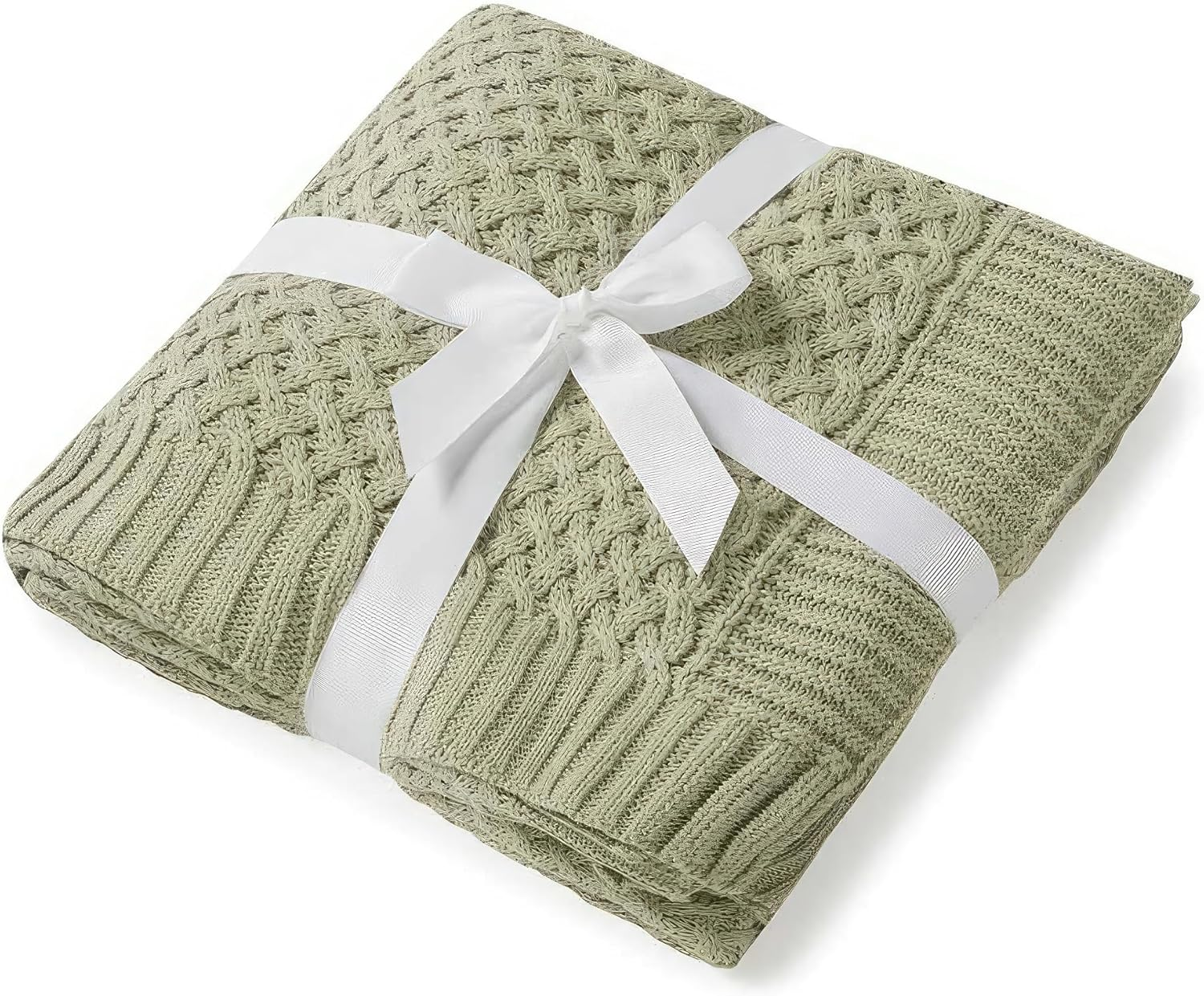 Snuggle Hunny Baby Blanket, Newborn to Toddlers, Organic Cotton Diamond Knit, Perfect Knitted Baby Pram and Stroller Blanket, Olive