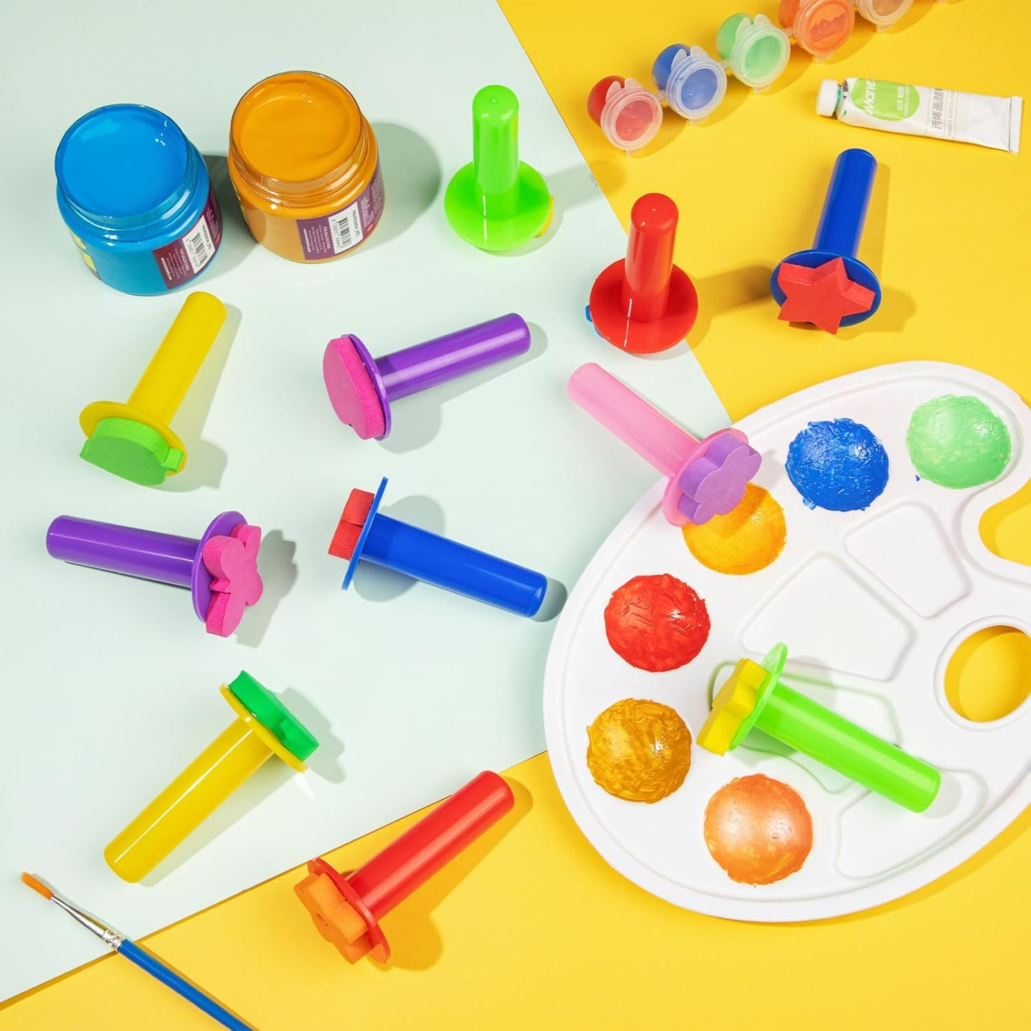 12Pcs Paint Stamps for Kids, Painting Sponges, Educational Foam Stamps for Toddler Finger Painting, Sponge Brush Set for Kids&rsquo; Artistic Creativity, Foam Art Supplies. image number 5