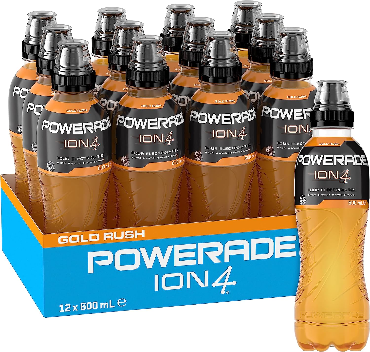 Powerade ION4 Gold Rush Sports Drink Multipack Sipper Cap Bottles 12 X 600Ml image number 1