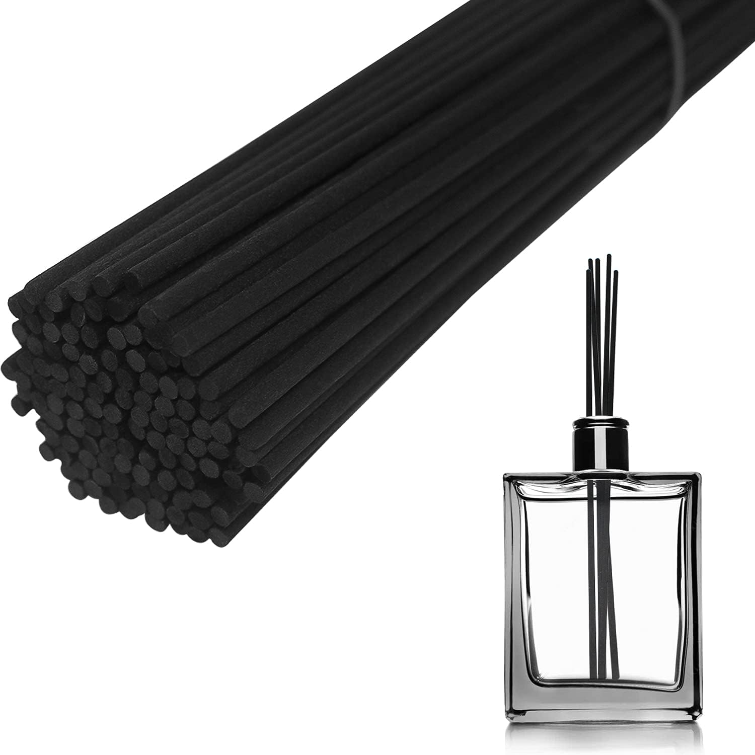 Reed Diffuser Sticks 150Pcs Natural Fibres Essential Reed Sticks Oil Aroma (24 Cm X 3 Mm, Black) image number 4