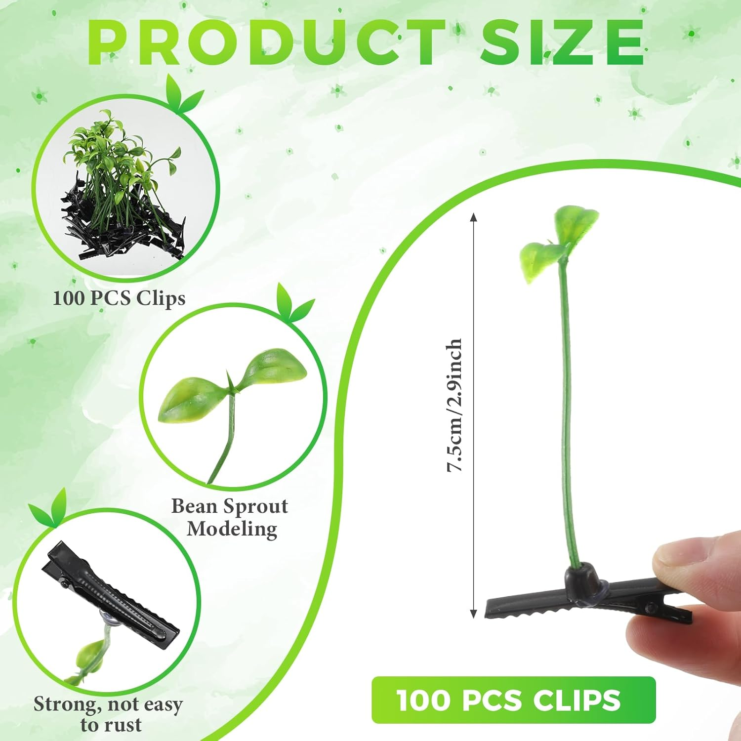 Tigeen 100 Pieces Bean Sprout Hair Clip Funny Plant Hairpins Grass Flower Butterfly Mushroom Hair Accessories (Classic Style) - Butterfly image number 7
