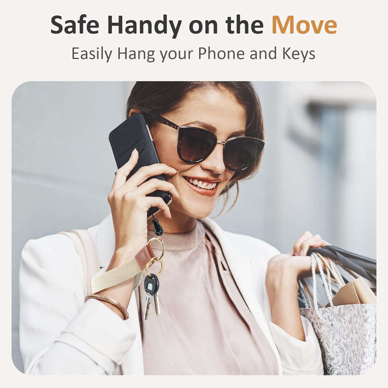 Enrfnox Wrist Lanyard, Stretchy Wristlet Keychain Lanyards, Cute Key Lanyard for Women Men, Short Key Chain for Car Keys image number 4