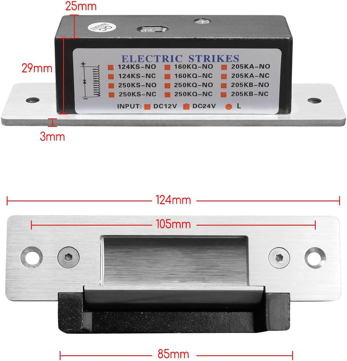 EMIHO Heavy Duty Electric Strike Lock ANSI Standard Fail-Secure/Fail-Safe Adjustable Fit for DC Electric Door Lock Door Access Control System Mortise or Cylindrical Lock, Input Voltage 12VDC image number 5
