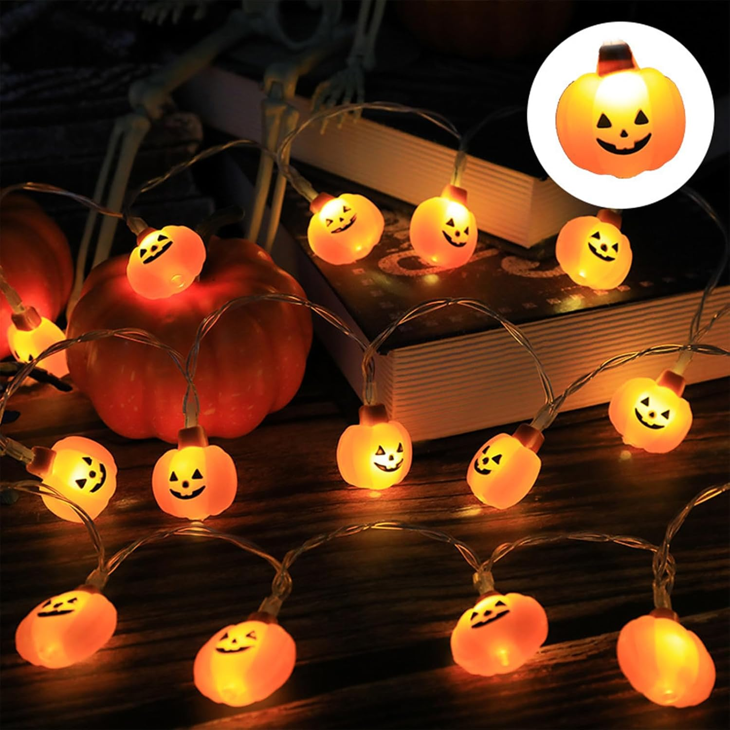 Koboko Halloween Fairy Lights Pumpkin Decoration, 3 M 20 LED Fairy Lights, Halloween Pumpkin, Autumn Decorative Fairy Lights, Battery Operated, Orange Pumpkin Lights for Indoor Outdoor Use, Autumn image number 3