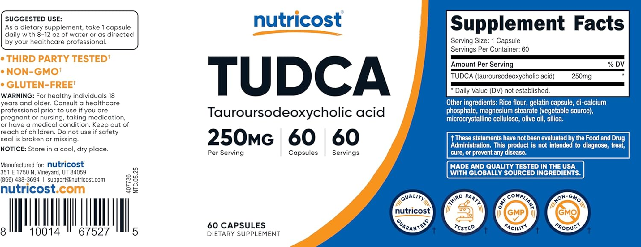 Nutricost Tudca 1 Bottle image number 1