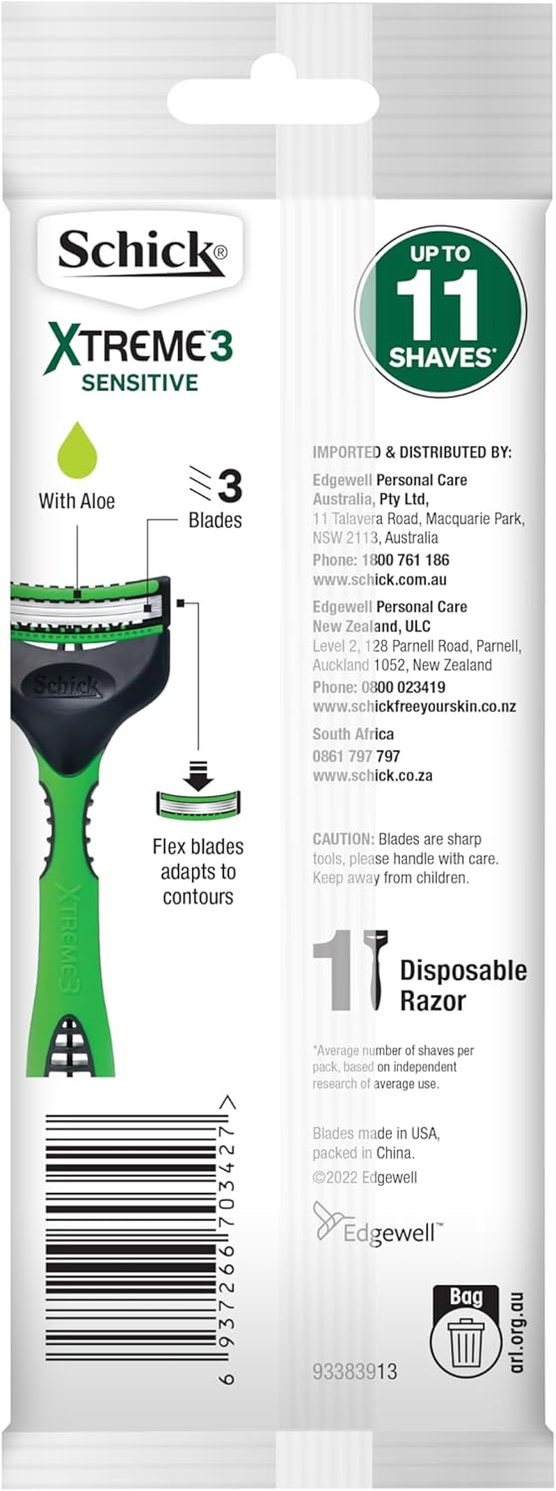 Schick - Xtreme 3 Sensitive for Men | Disposable Razor | 1 Pack | with Aloe | Flex Blades Adapts to Contours | 3 Blade Cartridge image number 1