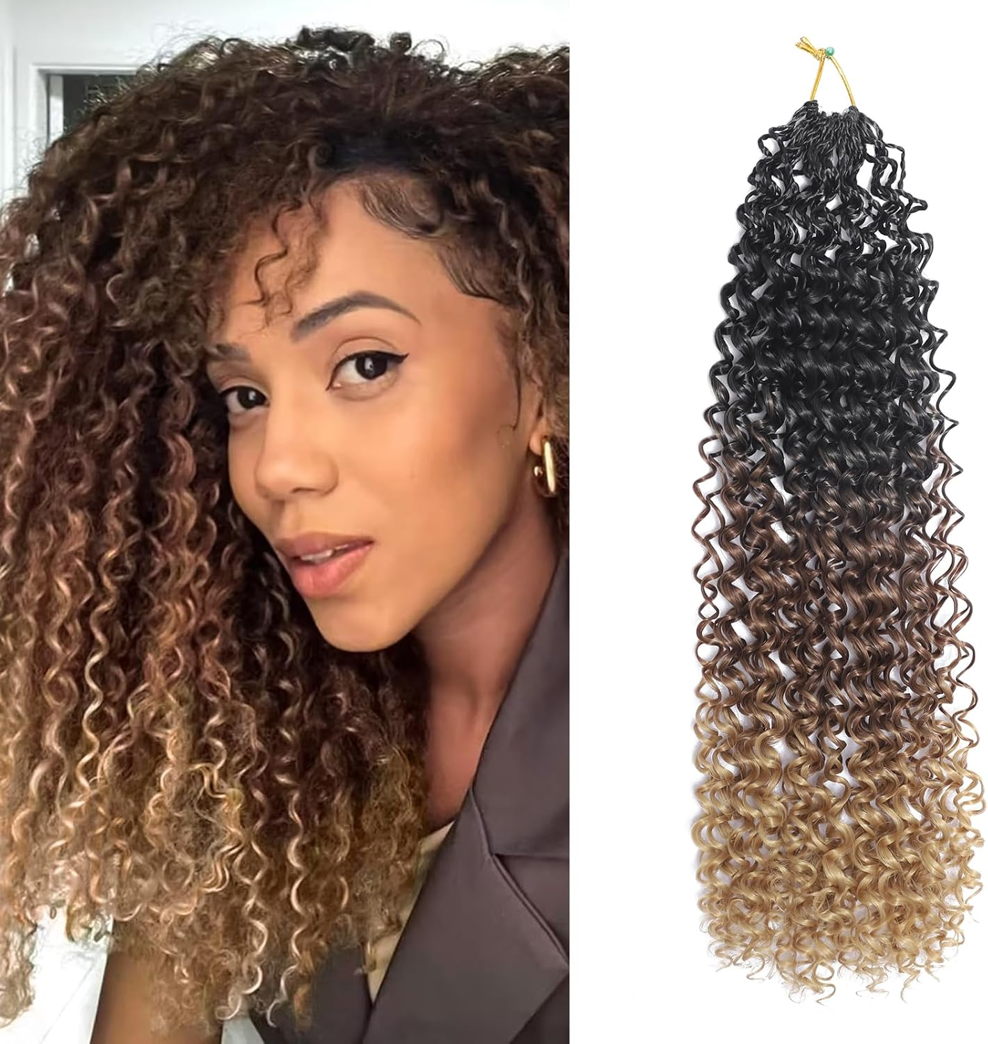 FLWAI Pre Looped Micro Kinky Curly Crochet Hair 8 Packs 8 Inch Yanky Twist Crochet Hair Kinky Twist Synthetic Wavy Curly Crochet Hair Extensions for Black Women (1B, 8Packs 8Inch)