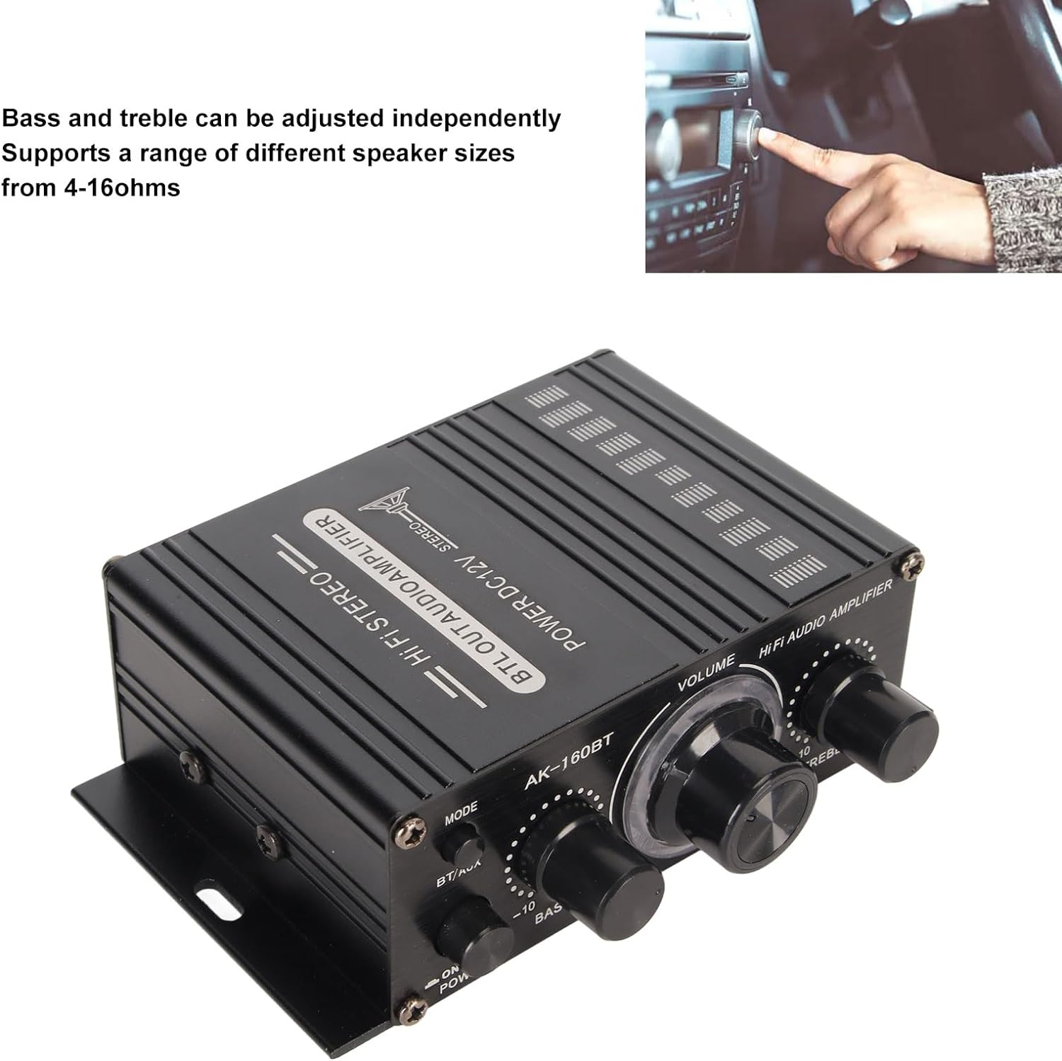 Power Amplifier, 20W X 2 Hifi Stereo Bluetooth 5.0 Digital Audio Amp 2 Channel Amplifier for Karaoke, Home Theater, and Car Radio Systems image number 5