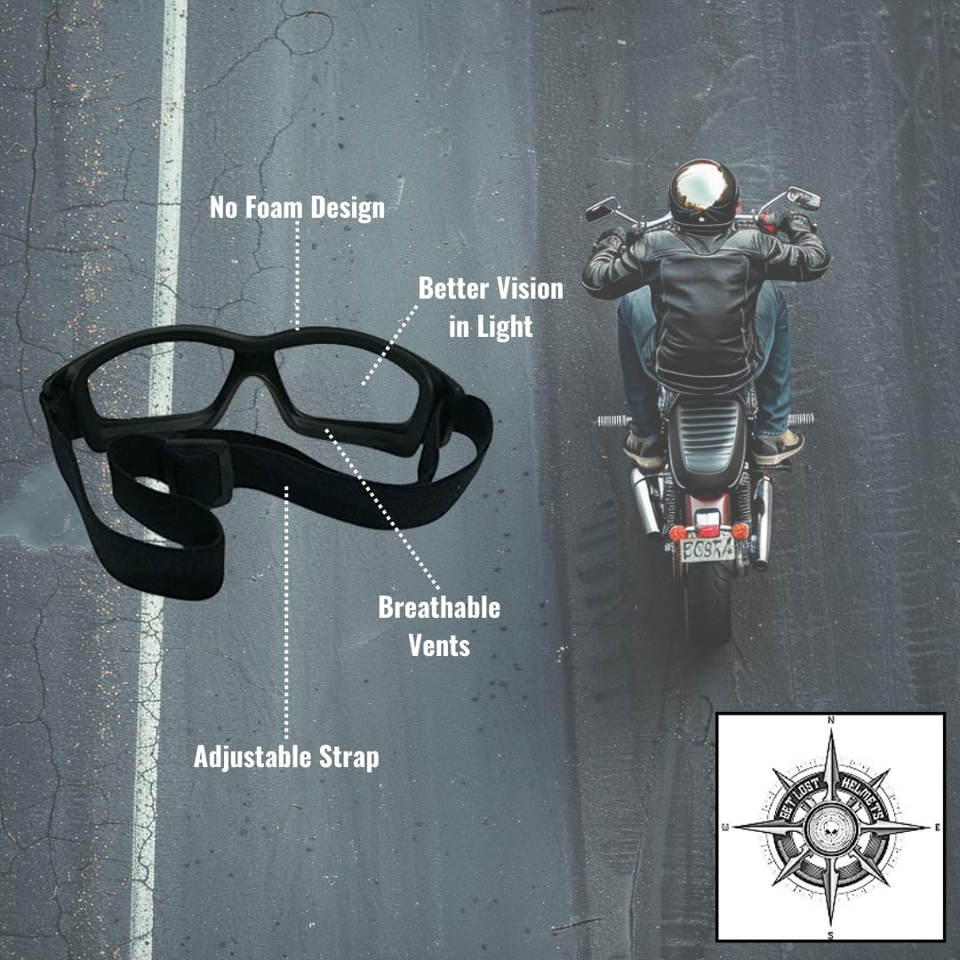 Motorcycle Riding Goggles: Heavy-Duty Riding Goggles No Foam Design W/Hard Case, Microfiber Cleaning Cloth & Pouch Included image number 3