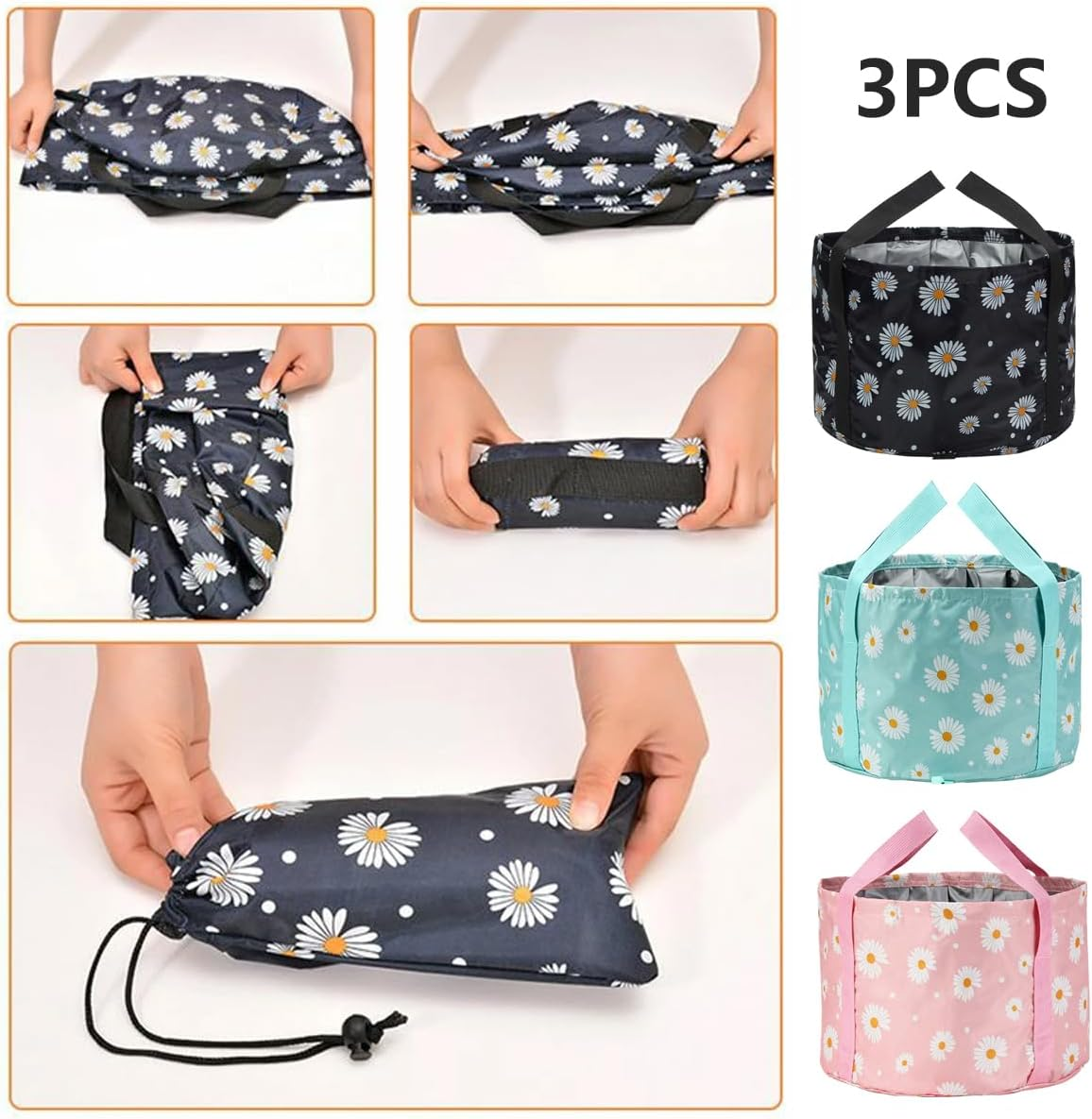 AIMALL 3 Pcs Portable Foot Bath Tub - 13.7 Inch Folding Soak Basin Bucket for Travel, Home Pedicure, and Foot Soaking image number 4