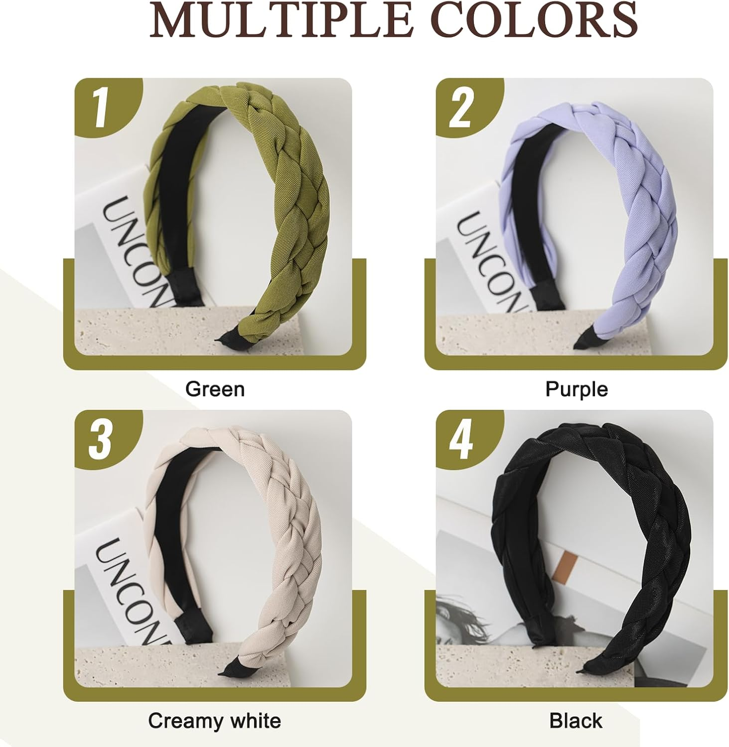 Vintage Padded Headbands, Chmiss Costume Headband Women, Pack of 4 Vintage Headband, Wide Vintage Headband, Velvet Braided Headband, for Women and Girls