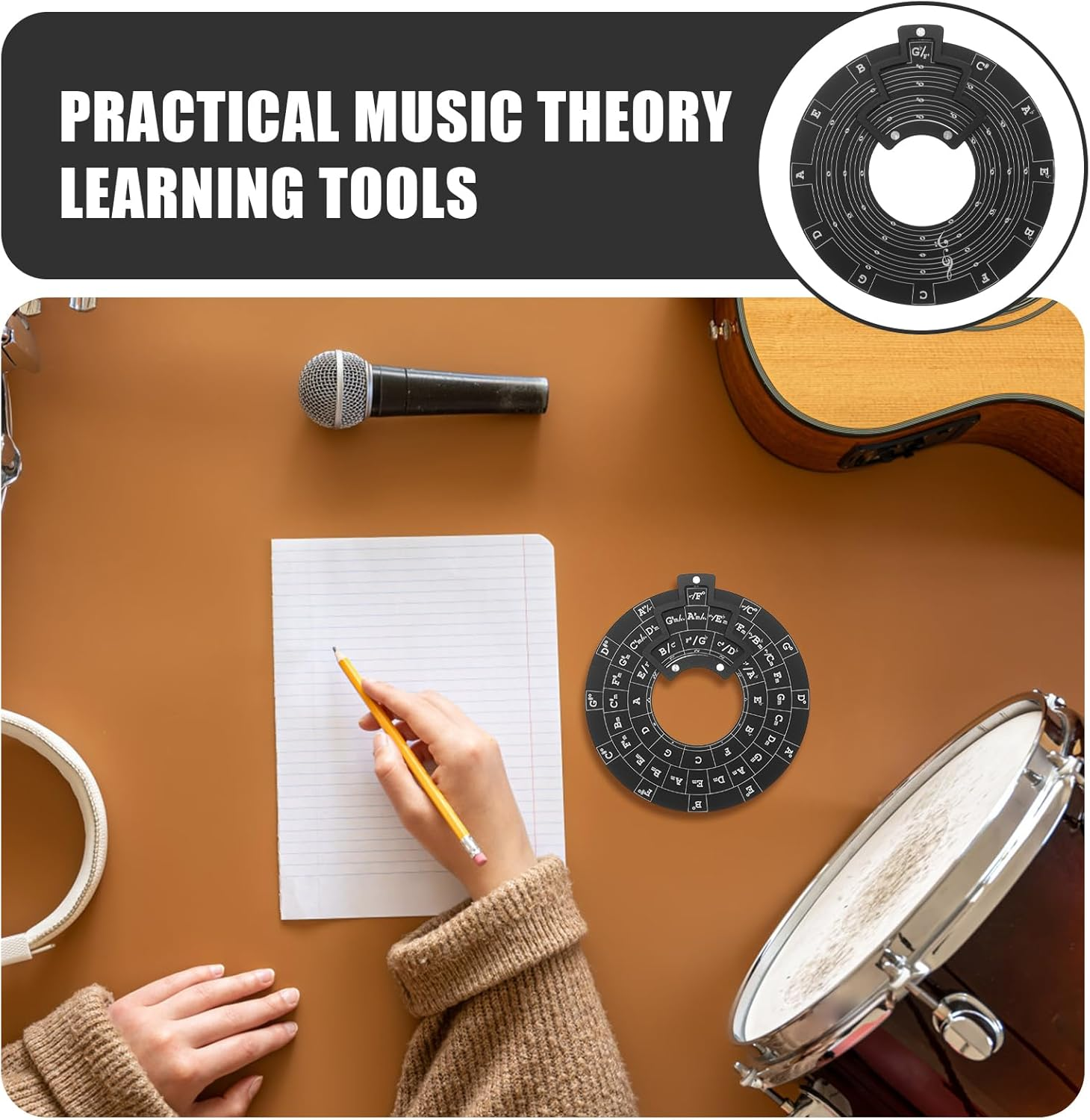 Alasum Chord Wheel Tool - Circle of Fifths Melody Learning Instrument for Musicians Educational Music Theory Tool for Beginners and Professionals image number 3