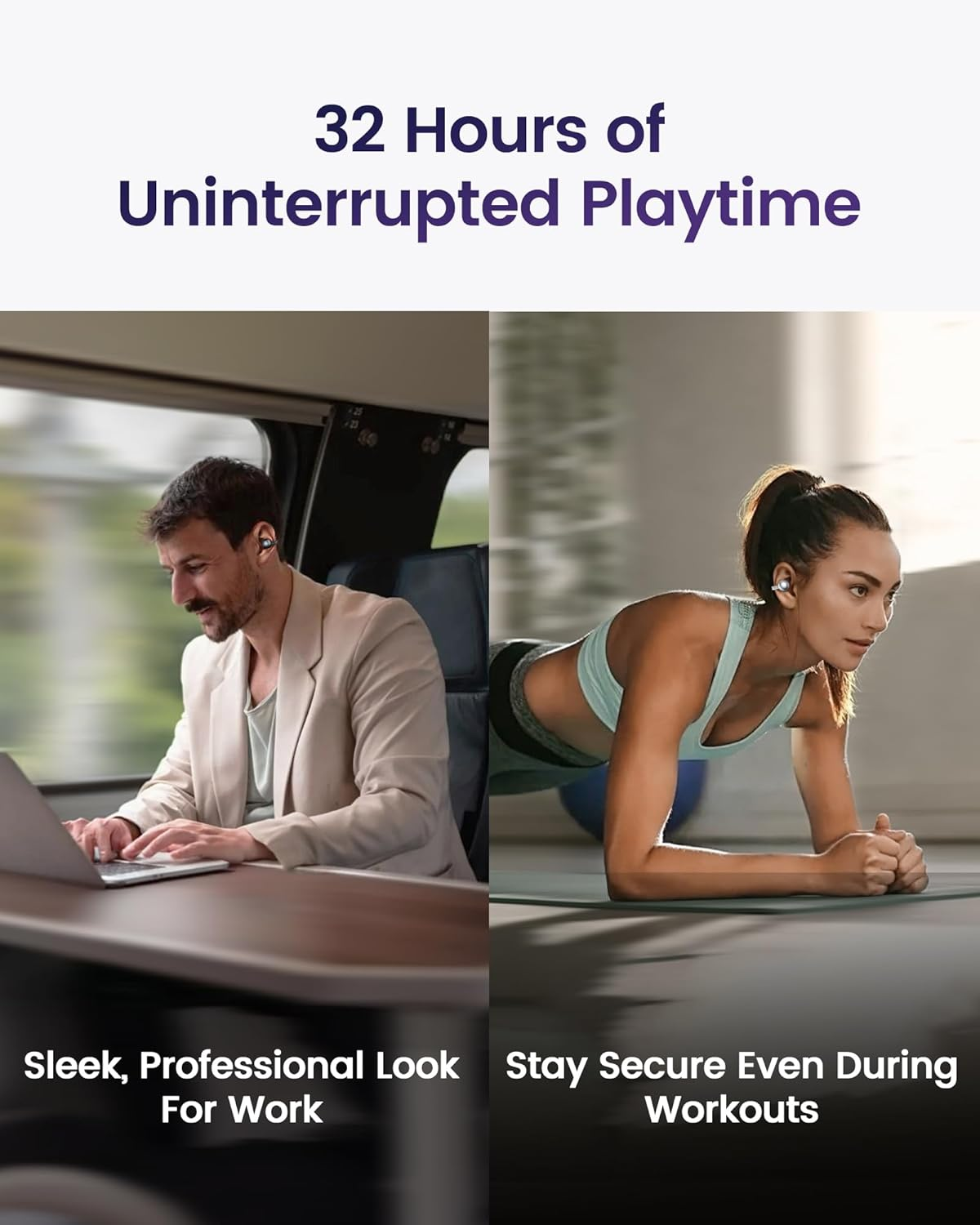 Mojawa Starclip Open-Ear Clip-On Wireless Bluetooth Headphones, 4D Panoramic Sound, Lightweight & Safe, Noise Cancelling Microphone, IP54 Water Resistant, Ear Clips for Sports & Everyday Use, Black image number 5