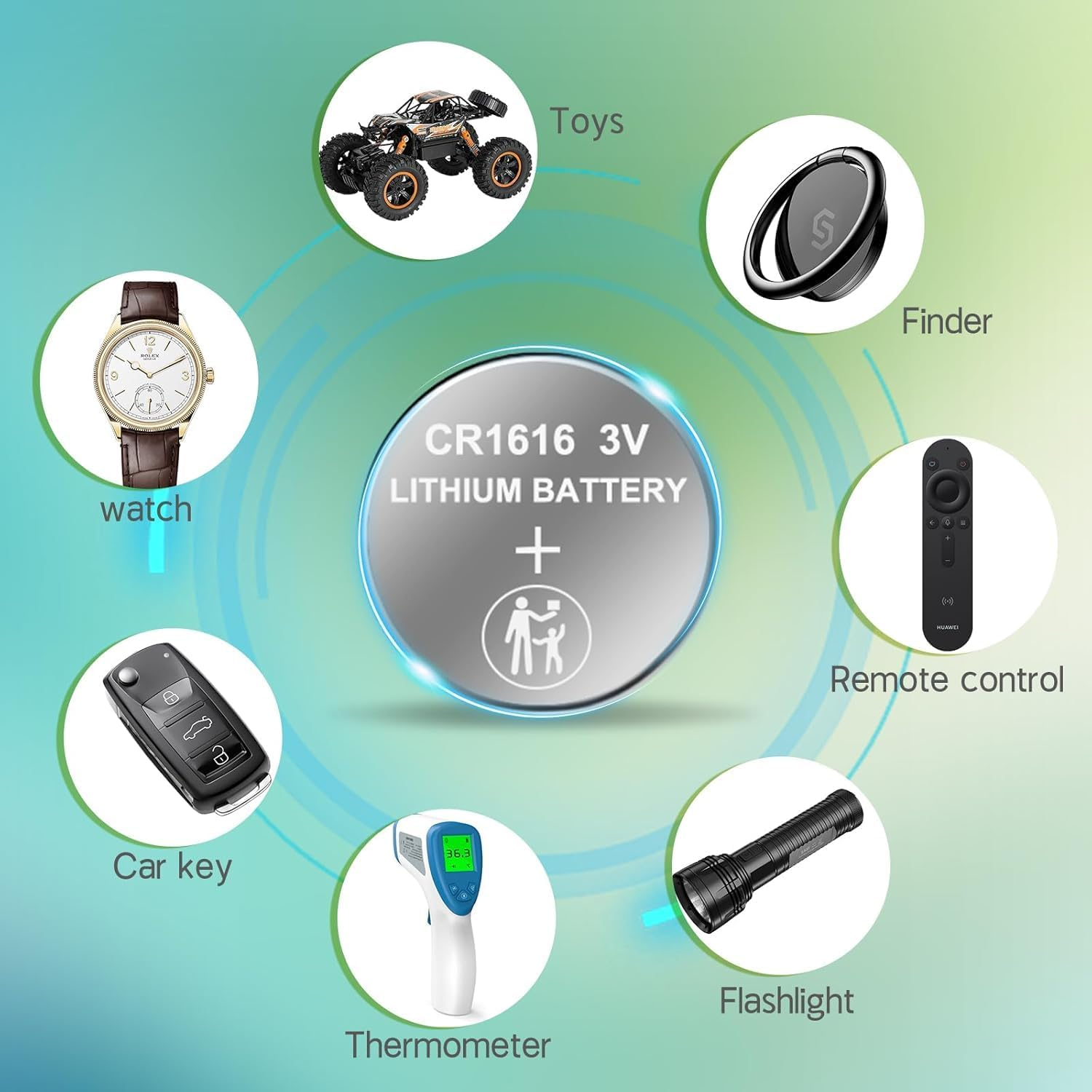 5 Pcs CR1616 Battery 3V Lithium Battery Button Coin Cell Batteries 1616 Battery DL1616 ECR1616 for Remote Control, Watch, Calculator, Electronic Notebook, Thermometer, Mobile Game image number 3