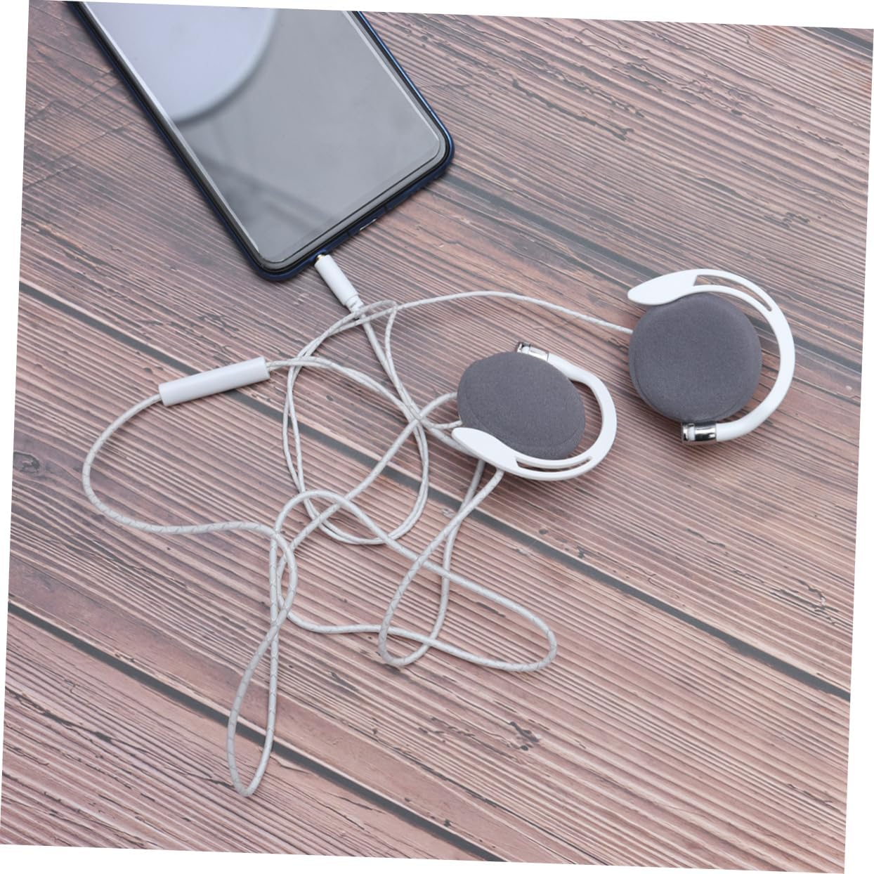 KOMBIUDA Wired Sports Earphone with Microphone White Lightweight over Ear Headset for Sweat Resistant Daily Use Noise Reduction Technology Comfortable Long Term Wear Compatible With image number 4