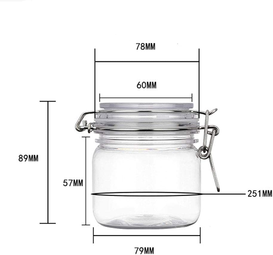 2Pcs 10 Oz/300Ml Clear round Plastic Home Kitchen Storage Sealed Jar Bottles with Leak Proof Rubber and Hinged Lid for Herbs, Spices, Candy, Gift, Arts and Crafts Storage Multi-Purpose Container image number 3