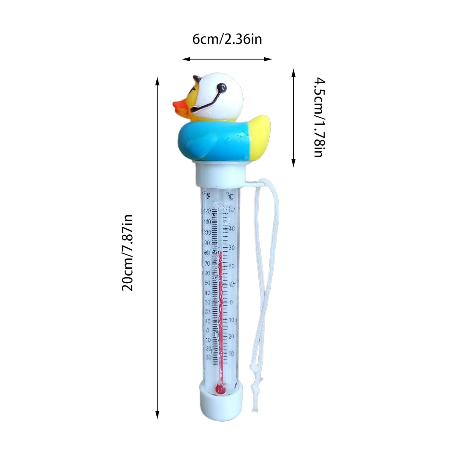 Floating Duck Bath Thermometer,Rubber Duck Pool Thermometer Gauge,Duckshaped Water Gauge,With String,Temperature Gauge for Outdoor & Indoor Swimming Pools,Spas,Hot Tubs & Aquariums image number 3