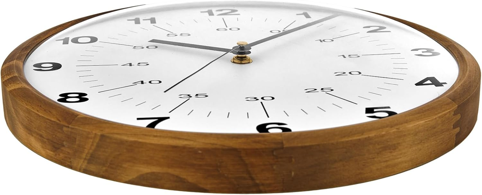 TAHITICA Wooden Wall Clock, 30Cm Modern Non-Ticking Silent Wall Clocks Quartz Decorative Clocks, Classic Large Number round Clock for Bedroom Home Kitchen Room Office School image number 5