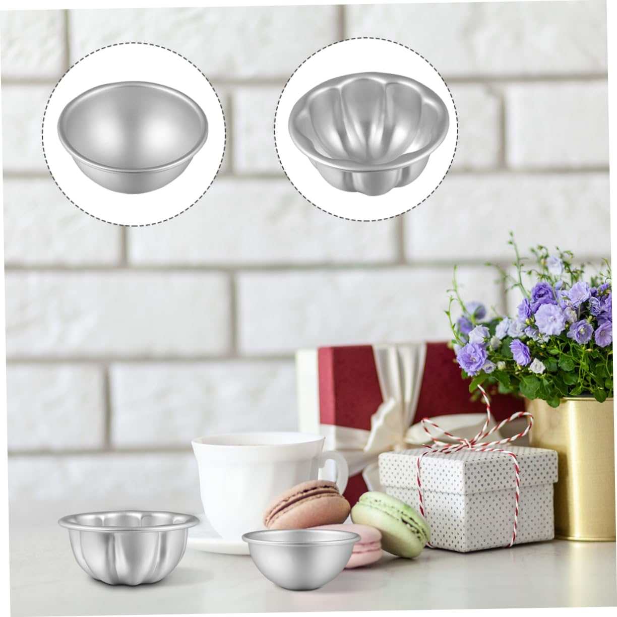 SHINEOFI 4Set DIY Bath Bombs Molds Kit Aluminum Alloy Bath Bomb Molds Non-Stick Safe for Family image number 3
