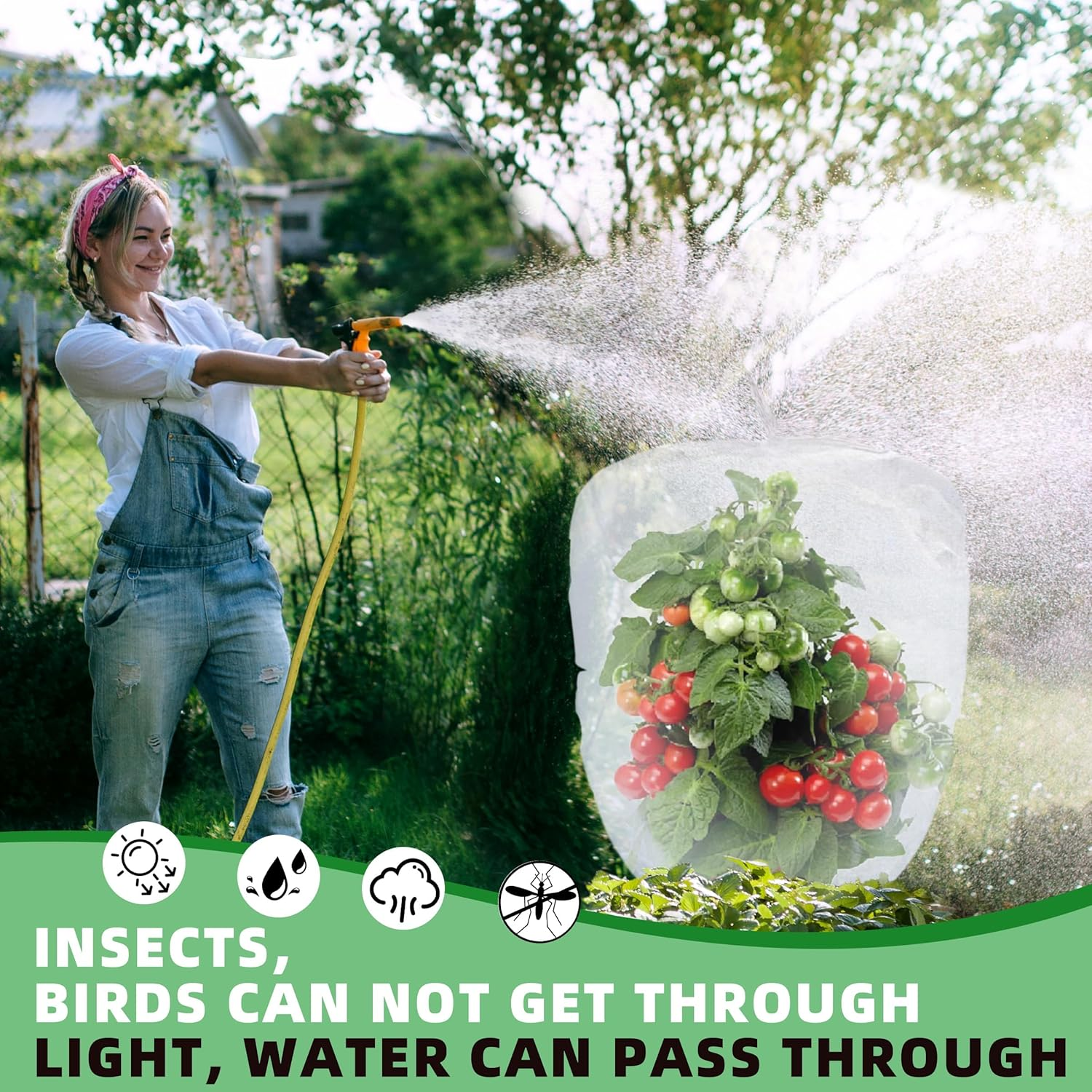 5 Pack Garden Plant Fruits Tree Protection Netting Covers with Drawstring, 3.3 X 2.7Ft Bird Insect Netting Bag, Plant Netting Barrier for Fruit/Flower/Herb/Vegetables (3.3 X 2.7Ft) image number 3