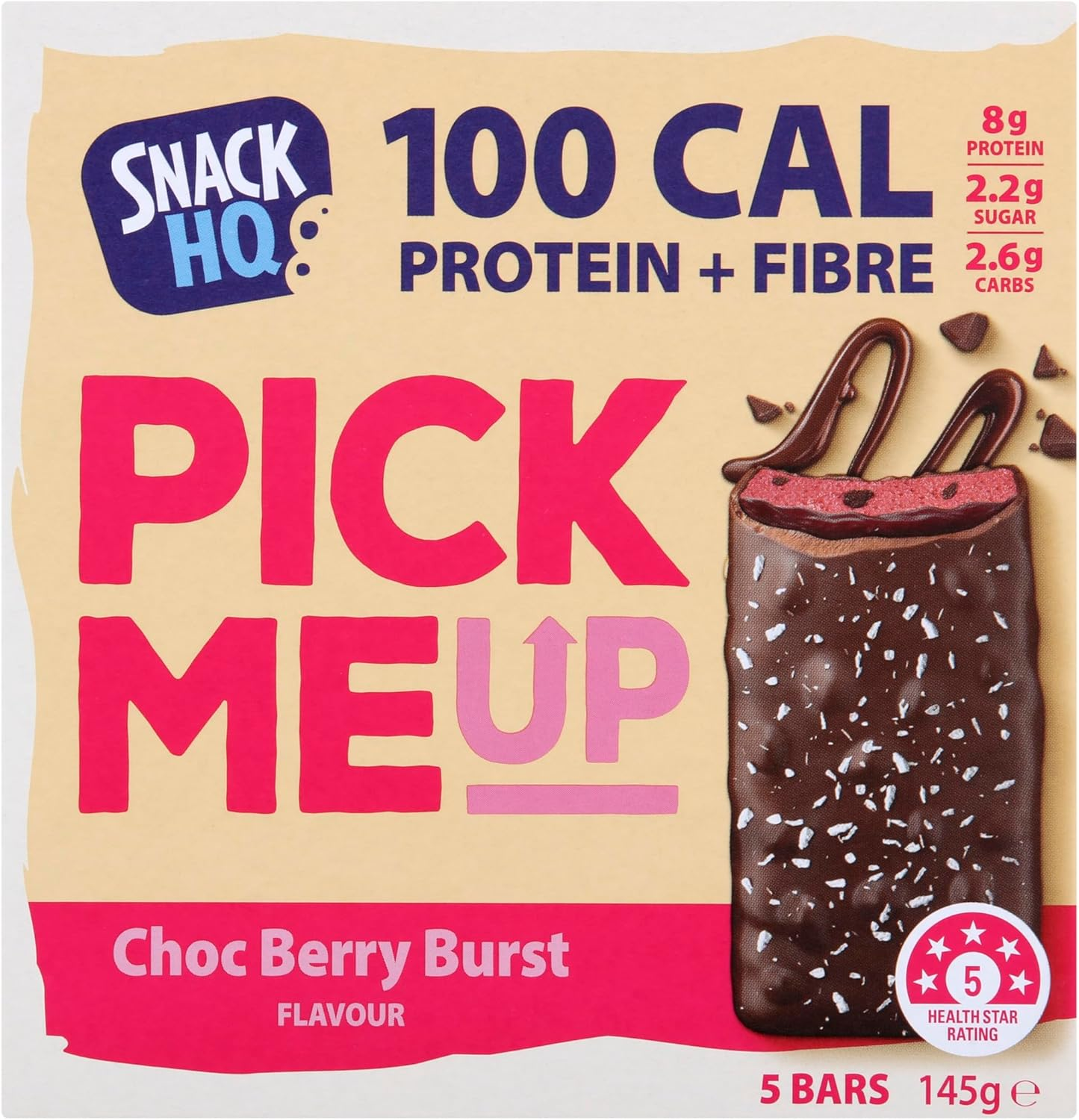 Pick Me up Choc Berry Burst 8G Protein Bar, Healthy Snacks, High Fibre Protein Bars, Low Sugar Protein Snacks for On-The-Go Energy image number 5