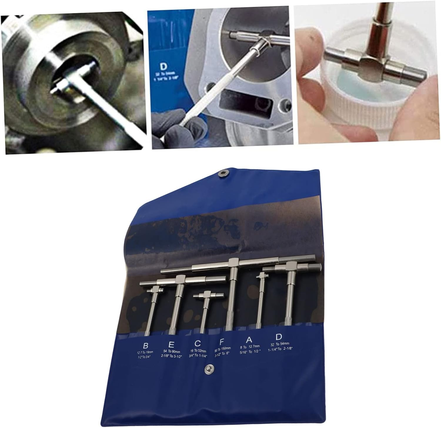 CHILDWEET 6Pcs Stainless Steel Telescopic Bore Gauge Set 8-150Mm High Precision Hole Gauge Kit Pouch for Accurate Internal Diameter Measurement image number 6