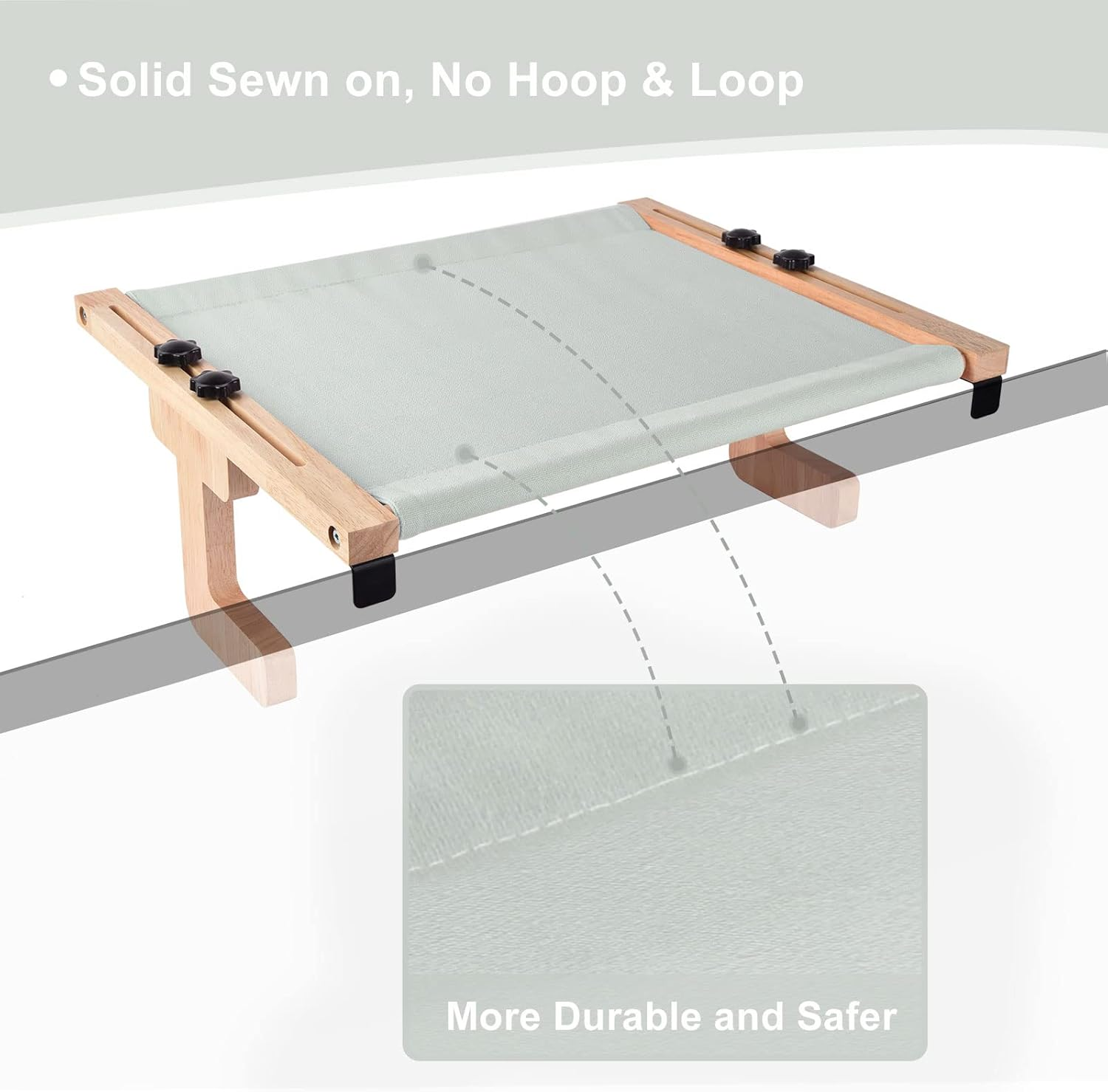 Petmolico Cat Window Perch, Wood Cat Ledge for Window Sill Cat Window Hammock for Indoor Cats up to 40 Lbs, Gray image number 3