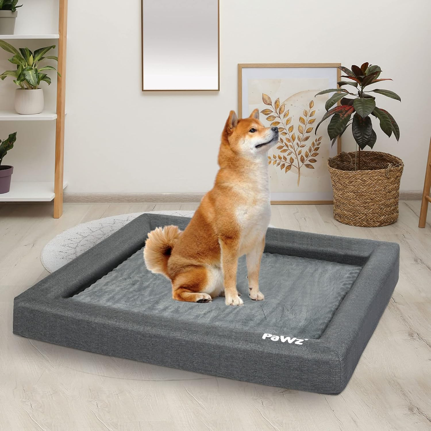 Pawz Memory Foam Pet Bed - Dog, Cat, Cushion, Sofa, Mattress, Bolster, Washable, Removeable, Grey, Removable Zipper Machine Washable Pet Mat, Waterproof Inner Liner Dog Bed, Memory Foam Pet Pillow image number 6