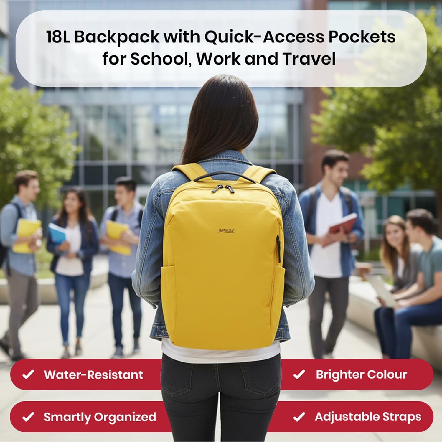 Deflecto 18L Laptop Backpack - Waterproof Recycled Fabric - 15.6" Padded Compartment - Hidden Secure Pocket & Digital Space - Adjustable Straps & Luggage Lanyard image number 6