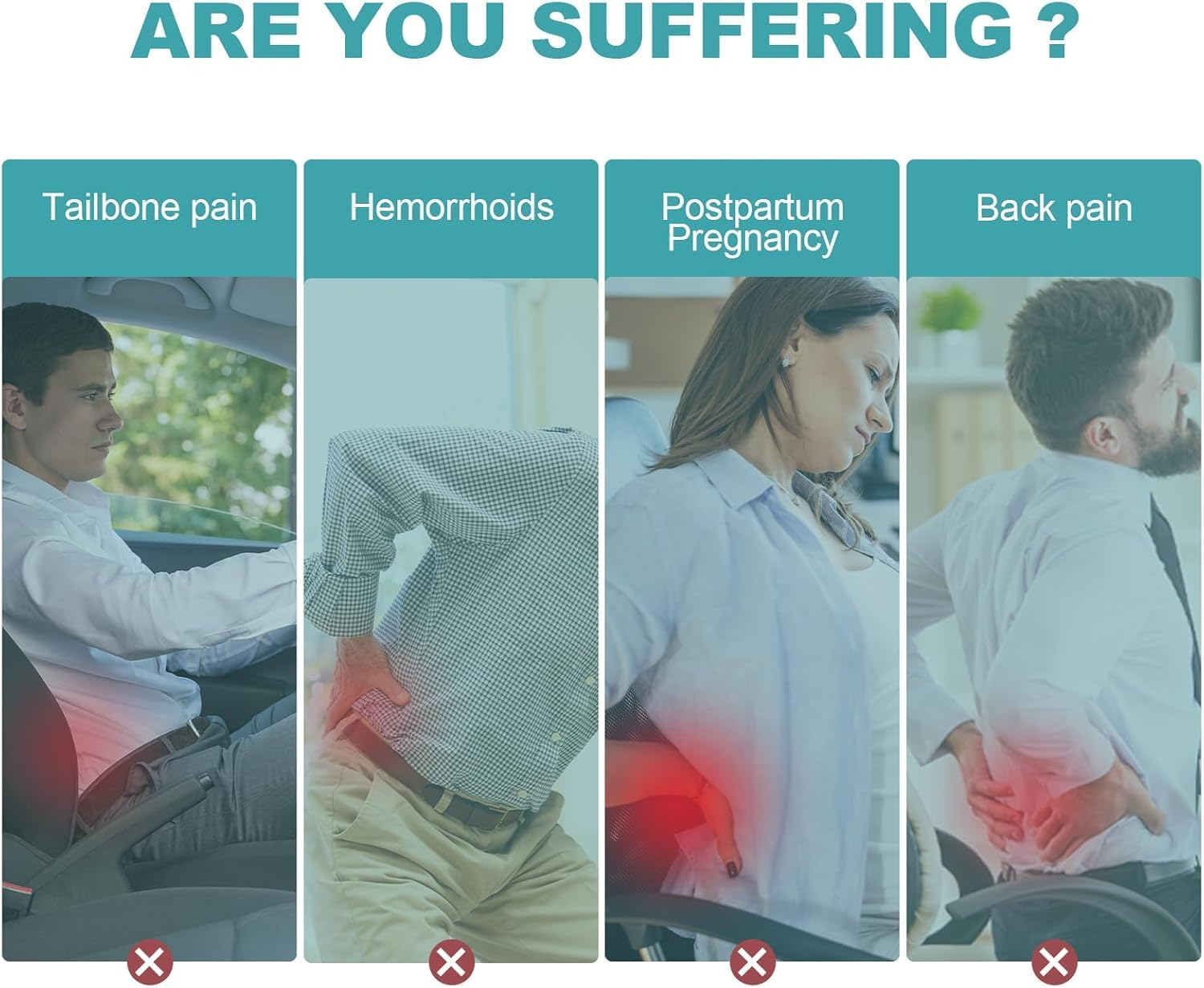 Seat Cushion,Desk Chair Cushion,Memory Foam Seat Cushion,Long Hours Sitting Comfort,With Washable Cover,No-Slip Protects，For Long Sitting, for Office Chair/Gaming Chair and Car Seat image number 4