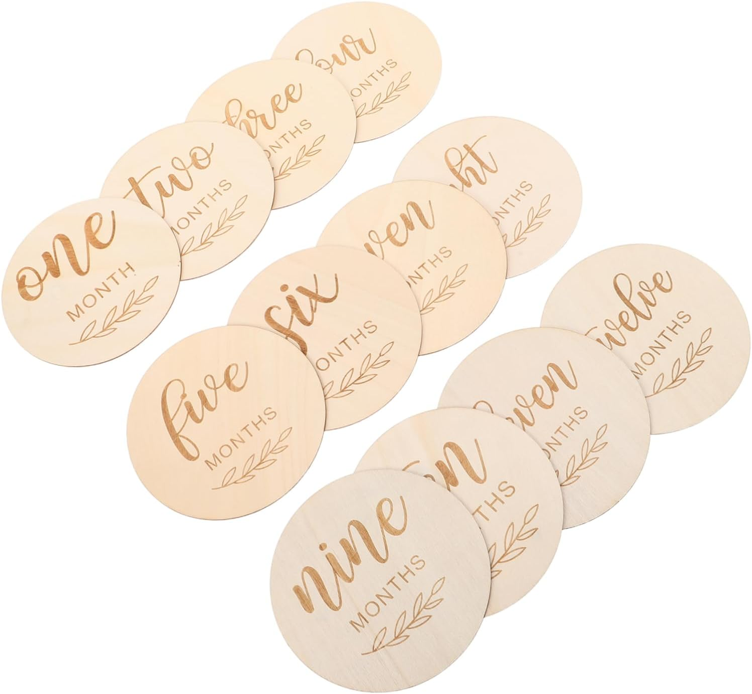 Toyvian 12Pcs Wooden Photo Props Milestone Signs Monthly Growth Tracking Cards Newborn Announcement Arrival Sign Wood Cards image number 4