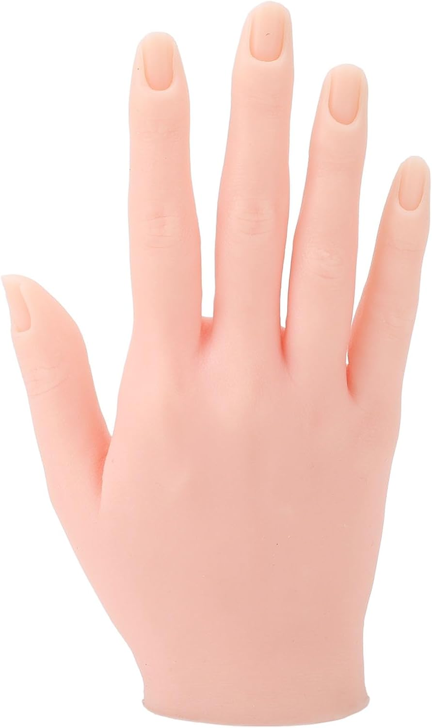 Silicone Nail Practice Hand, Flexible Bendable Fake Hand Mannequin for Nails Training Display. Good for Nail Art, Tattoos, Acupuncture Practice in Home Salon