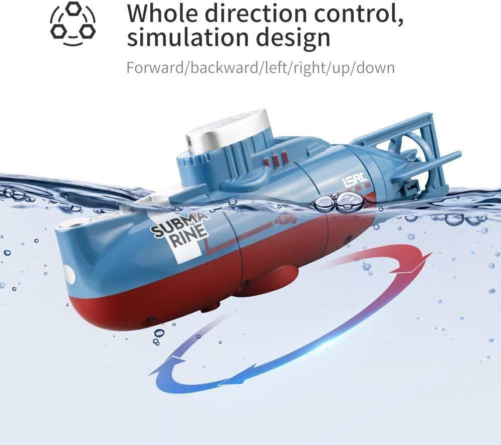 B-Qtech Remote Control Mini Submarine Toy, 6M/Min RC Underwater Boat, 360&deg; Rotatable High Speed Submarine Model, Electric Water Toys Marine Boat Kids Gift 8+