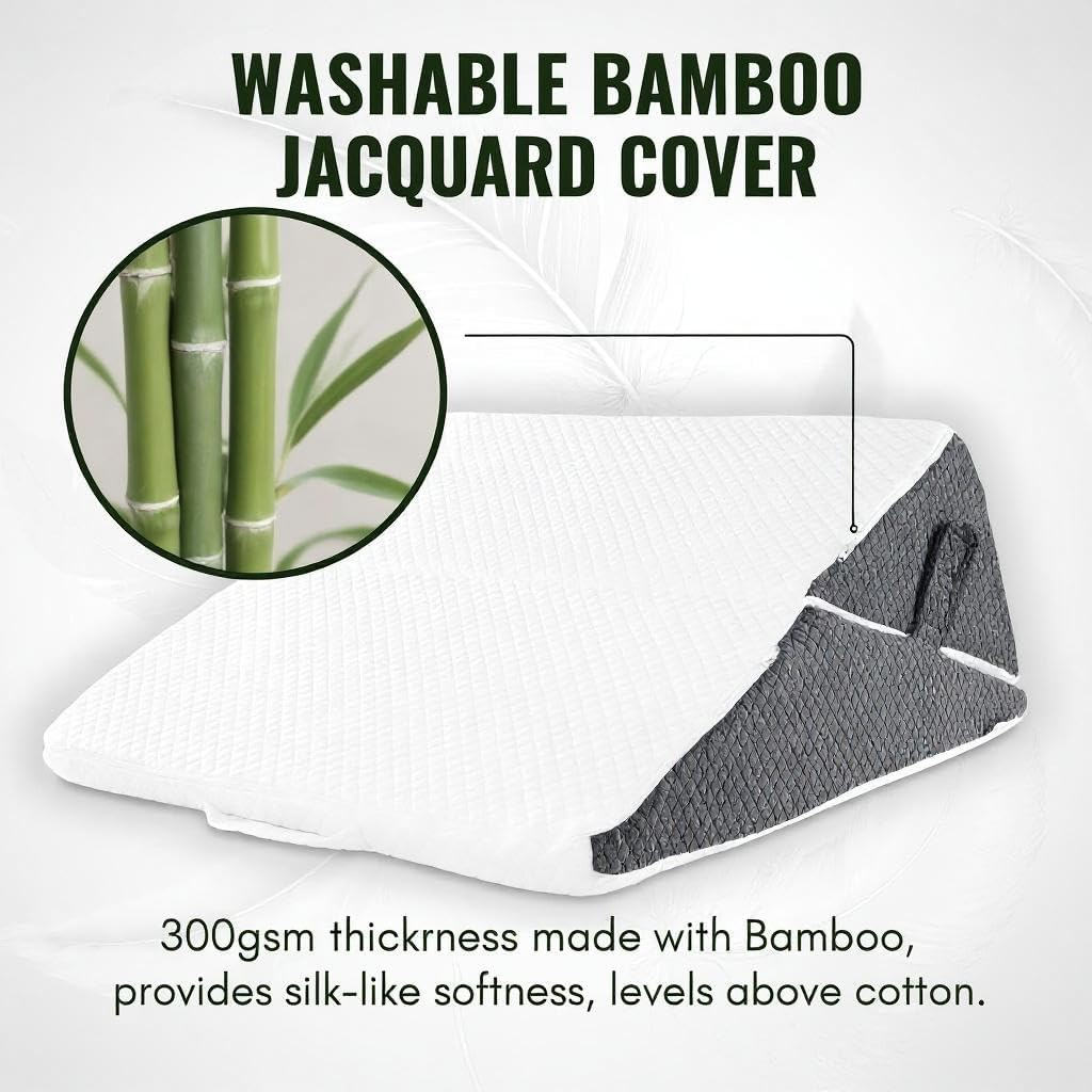 L&uuml;ndholm Wedge Pillow, Memory Foam with Bamboo Jacquard Cover, Orthopedic Bed Wedge for Back, Leg, Knee Support, Pain, Surgery, Reading image number 3