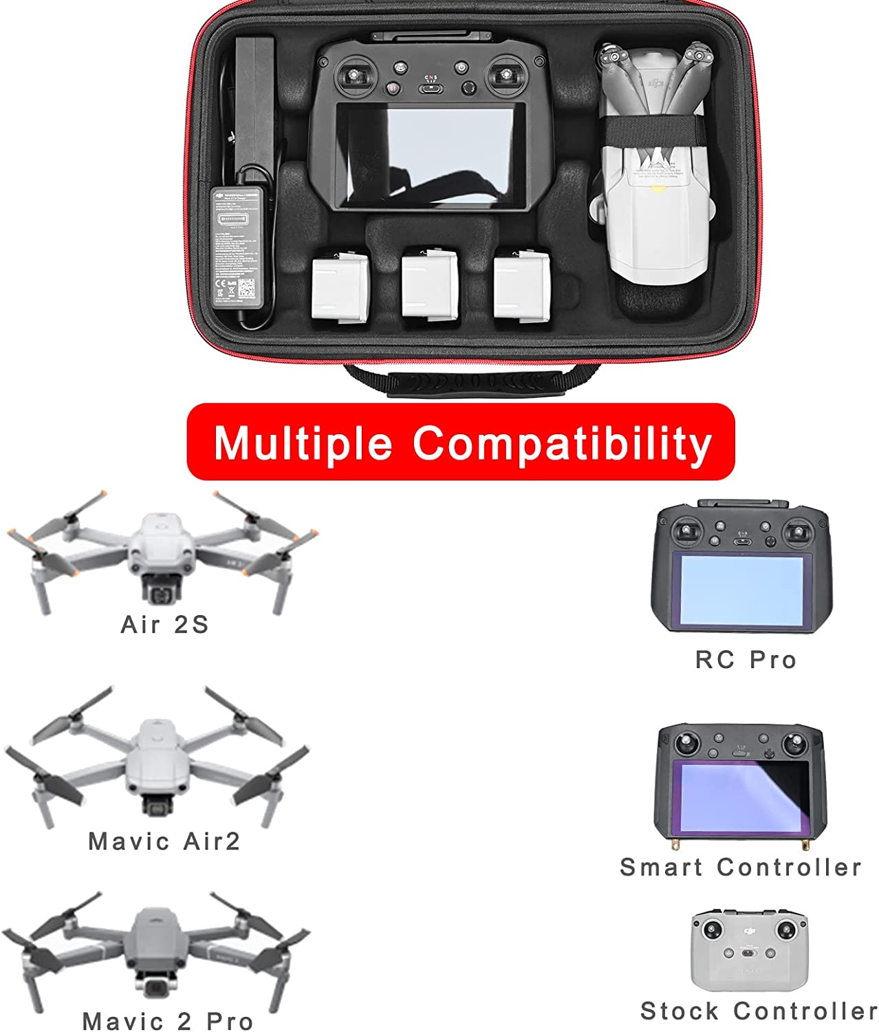 RLSOCO Case for DJI Mavic 2 Pro/Air 2S/2 & DJI RC Pro- Fits Mavic 2 & Air 2S Accessories -For DJI RC Pro/Smart Controller/Stock Controller image number 1
