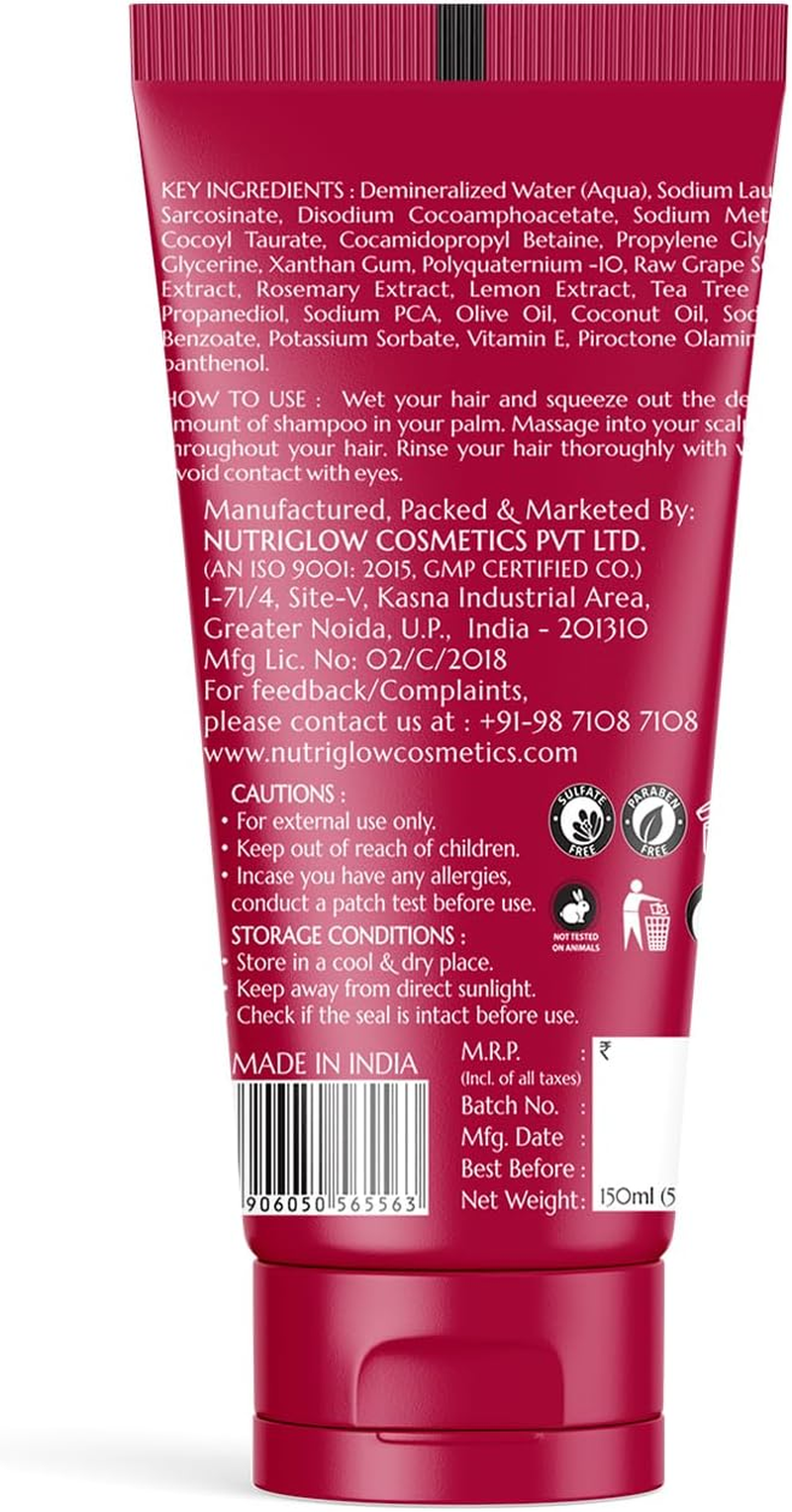 Nutriglow Natural'S Advanced Pro Formula Wine Shampoo for Hair Fall Control, Sulphate Free Women and Men All Hair Types, 150Ml image number 1
