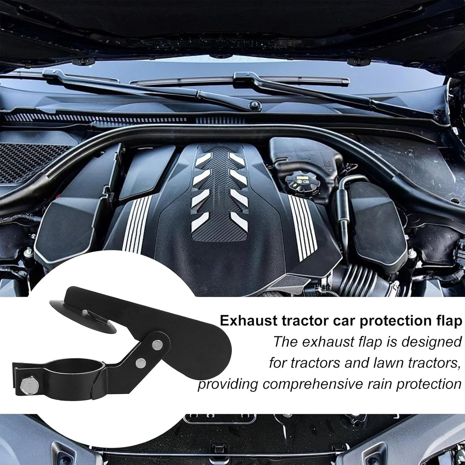 Tractor Exhaust Weather Flap, Carbon Steel Waterproof Muffler Cover, Black Wear Resistant Rain Cap, User Friendly Panel to Prevent Moisture and Debris, Ideal for Tractors, Trucks - Fym-50Y image number 5