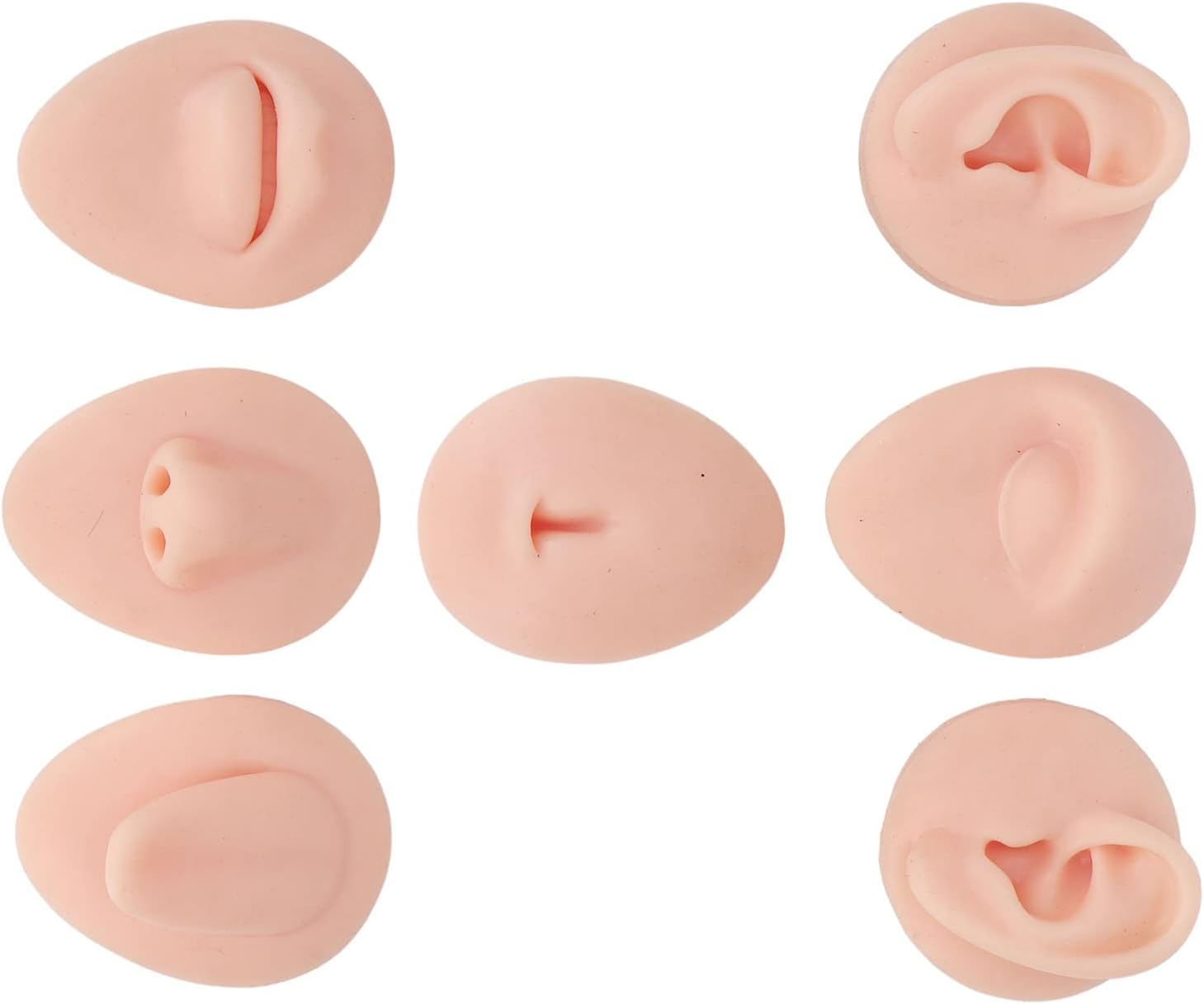 7Pcs Silicone Body Model, Simulation Penetrating Ear Nose Mouth Tongue and Belly Button Teaching Tool image number 5
