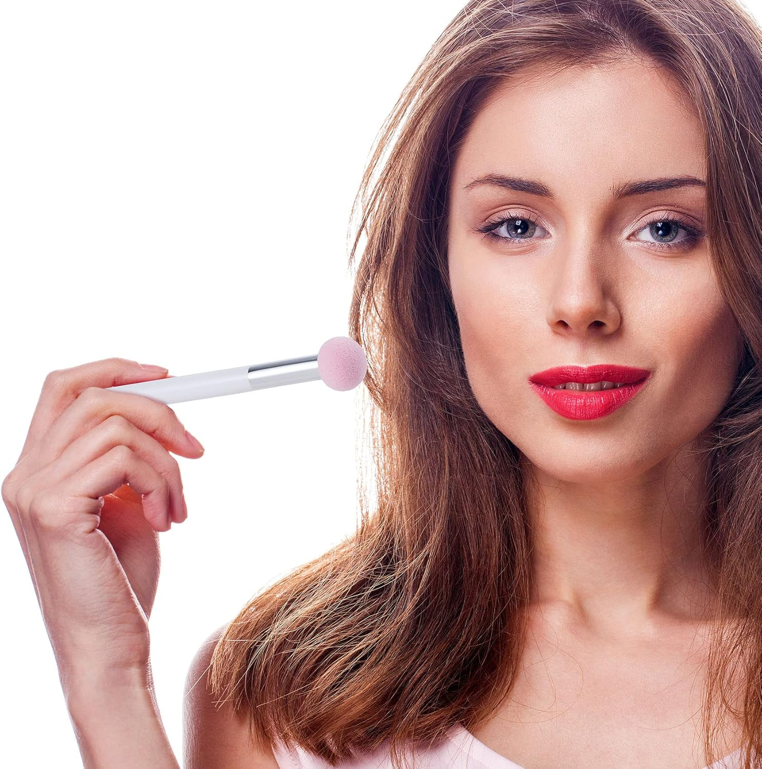 PAGOW 6Pcs Sponge Makeup Applicator with Handle, Sponge Eyeshadow Applicators Makeup, Eyeshadow Sponge Brush, Cotton Eye Makeup Eyeshadow Brushes for Women Girls (4.5 Inch Long) Washable image number 1